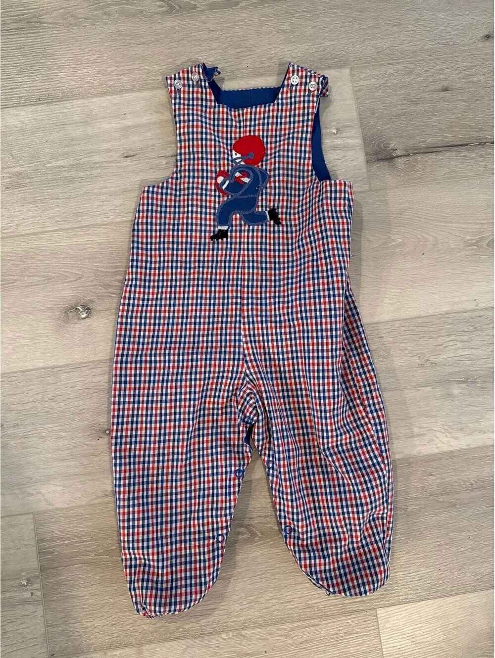 The Bailey Boys Reversible Gingham Football Player Romper 2T